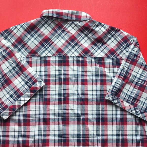 Ripzone short sleeve button down summer shirt maroon plaid men's size L - Picture 4 of 7